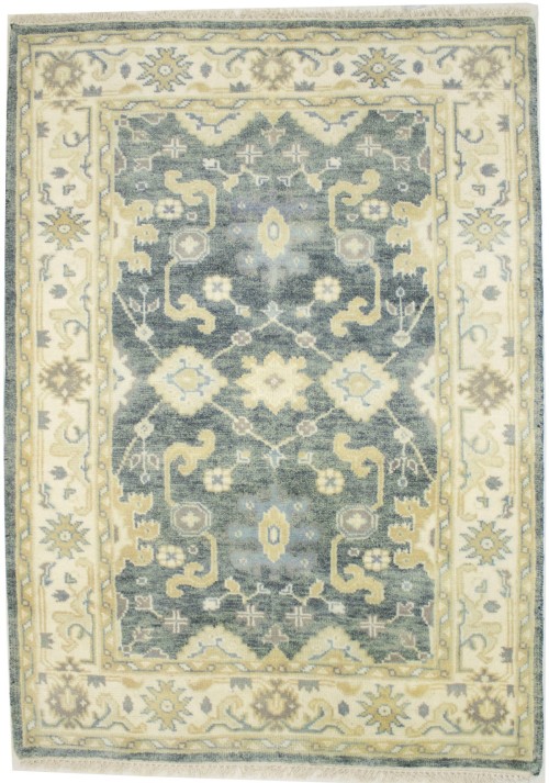 Stone Gray Floral 4X6 Oushak Chobi Oriental Rug