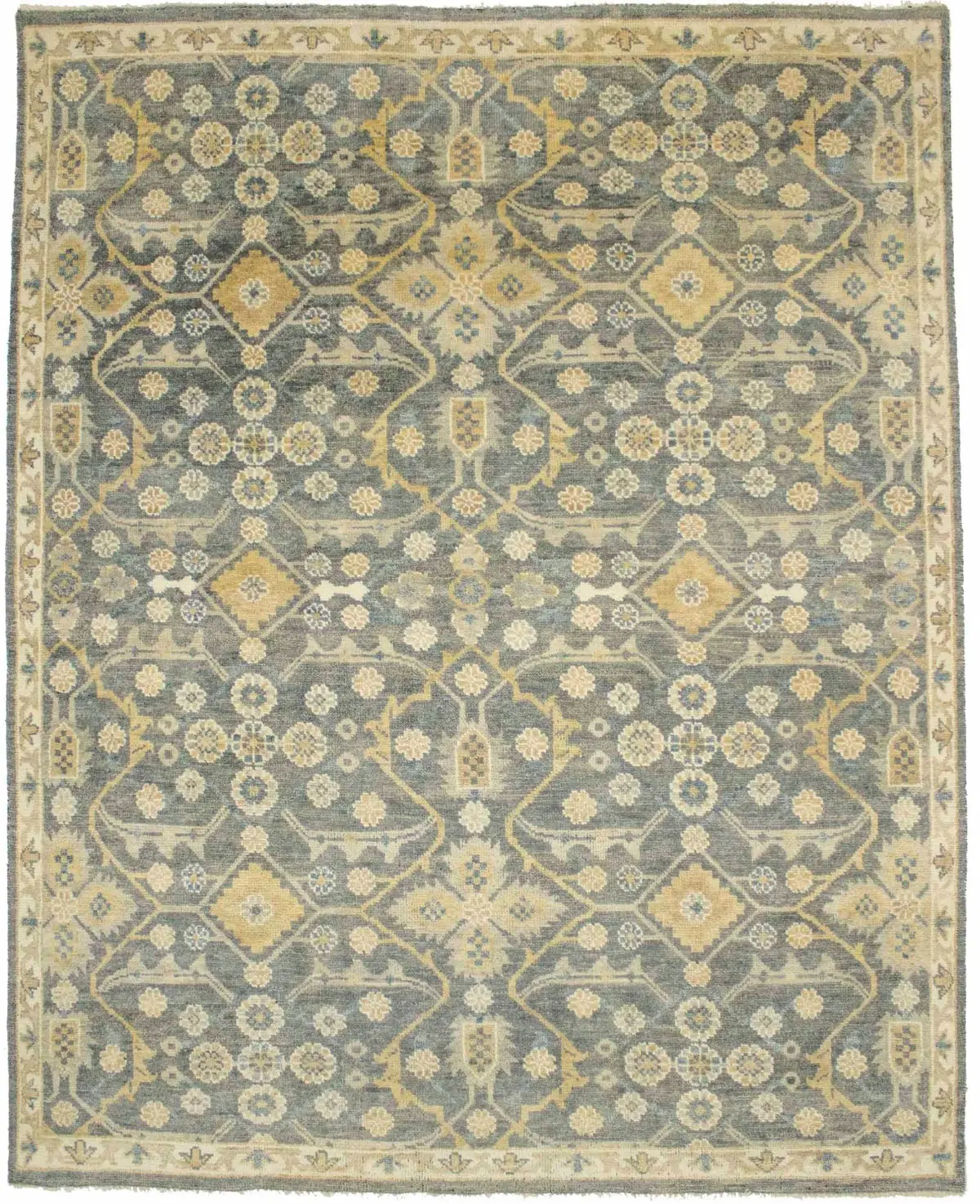 Brownish Gray Floral 8X10 Oushak Chobi Oriental Rug