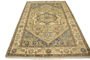 Cream/Beige Tribal 6X9 Heriz Serapi Oriental Rug