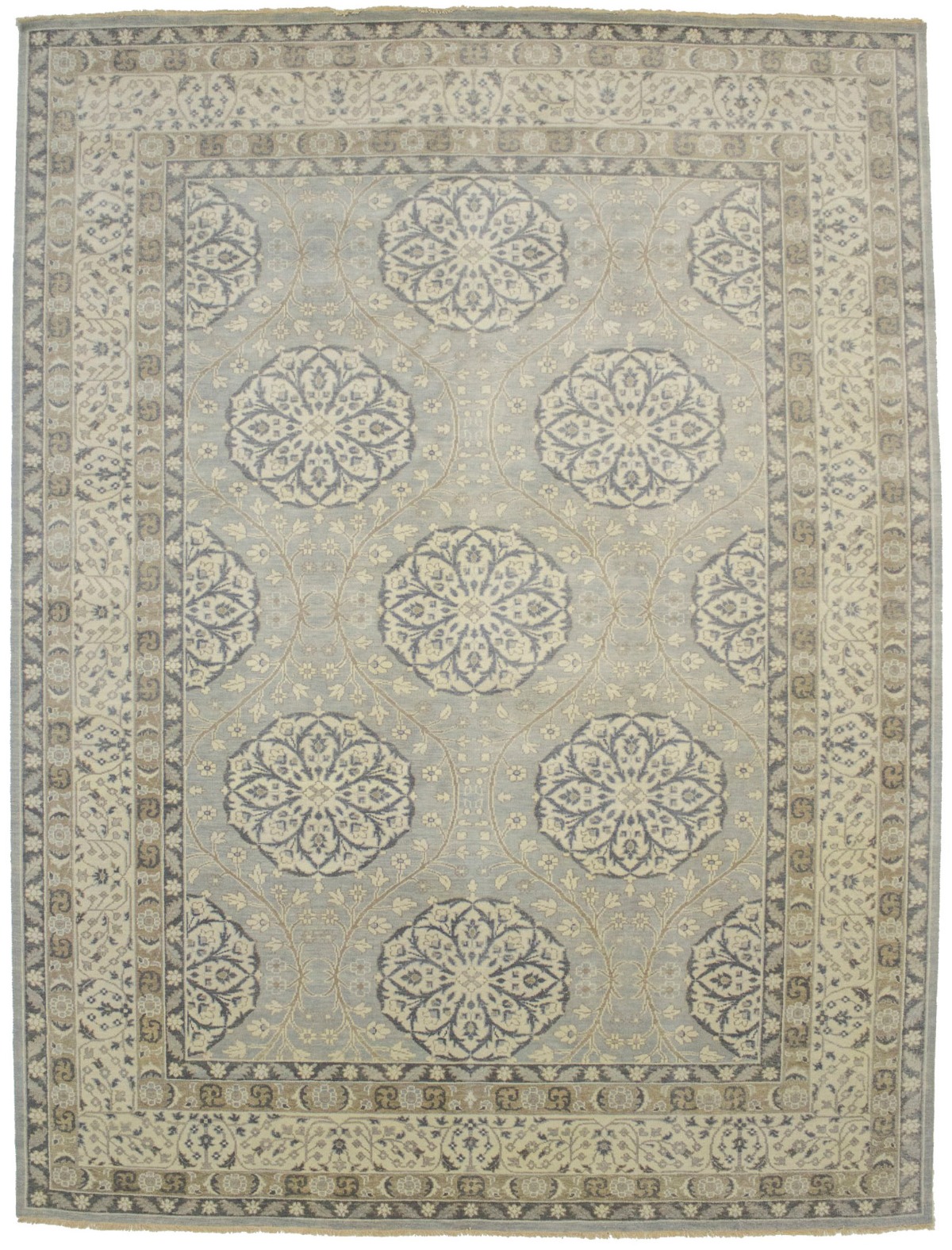 Gray Floral 9X12 Oushak Chobi Oriental Rug