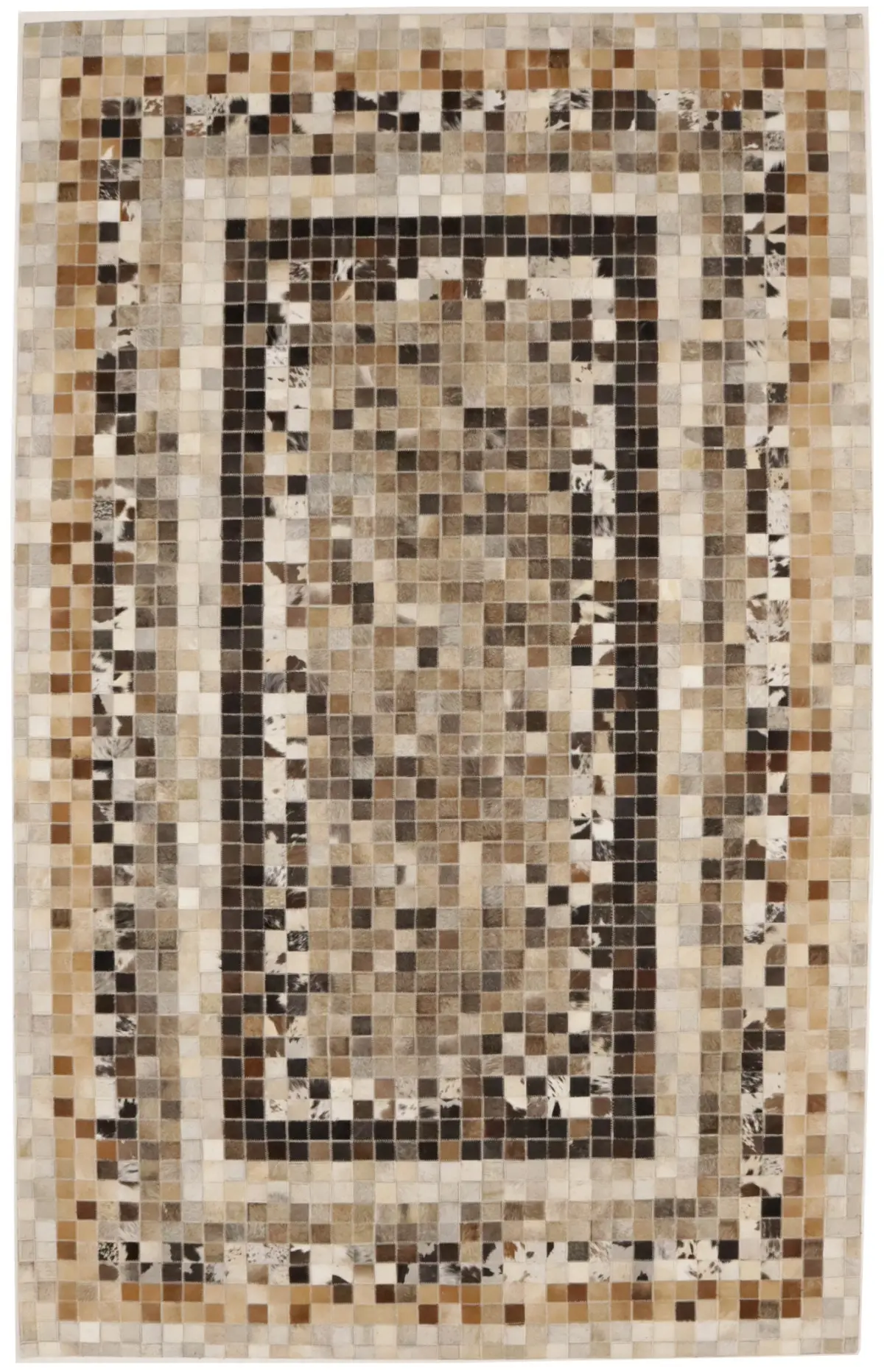 Multicolored Cowhide 5X8 Modern Leather Rug