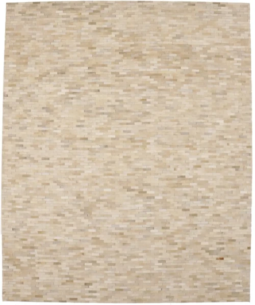 Beige Cream Cowhide 8X10 Modern Leather Rug