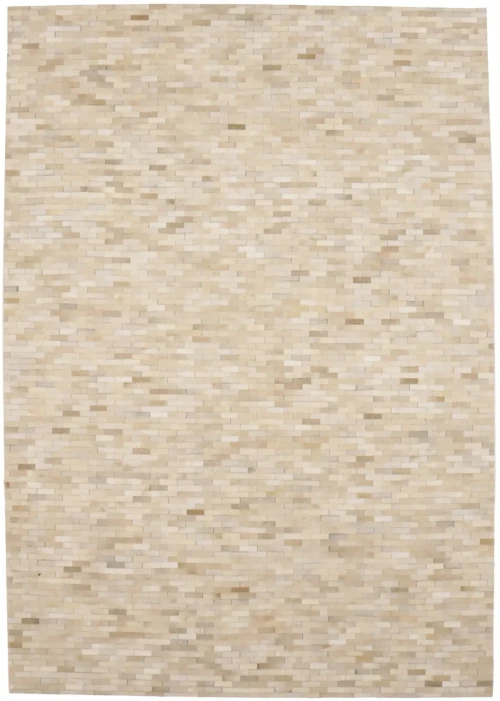 Beige Cream Cowhide 7X10 Modern Leather Rug