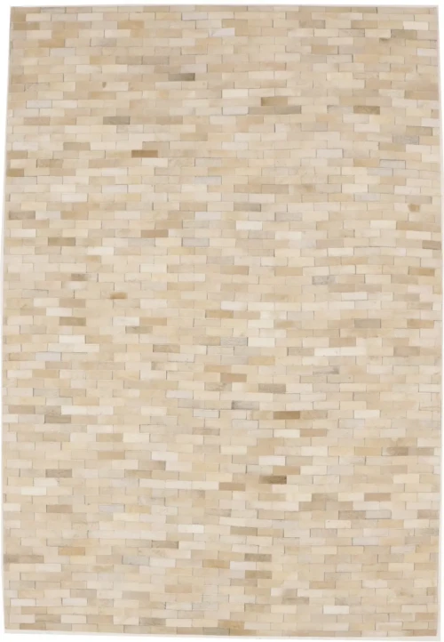 Beige Cowhide 4X6 Modern Leather Rug