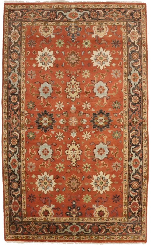 Dark Orange Tribal Floral 6X10 Indo-Mahal Oriental Rug