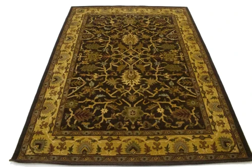 Dark Brown Floral Modern 8X11 Oriental Hand-Tufted Rug