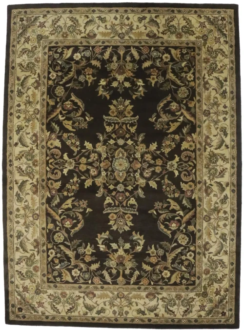 Dark Brown Floral Modern 8X11 Oriental Hand-Tufted Rug