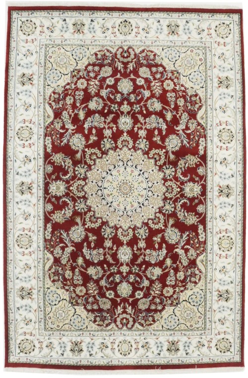 Red Floral 6X9 Indo-Nain Oriental Rug