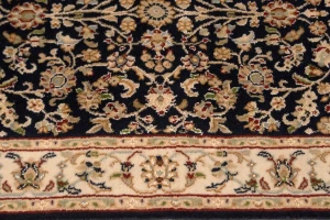 Dark Navy Floral 3X10 Indo-Nain Oriental Runner Rug
