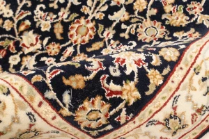 Dark Navy Floral 3X10 Indo-Nain Oriental Runner Rug