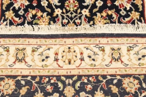 Dark Navy Floral 3X10 Indo-Nain Oriental Runner Rug