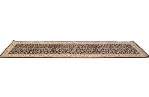 Dark Navy Floral 3X10 Indo-Nain Oriental Runner Rug