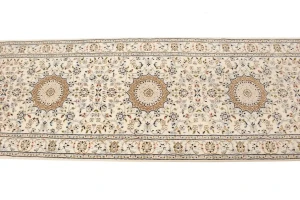 Cream Floral 3X12 Indo-Nain Oriental Runner Rug