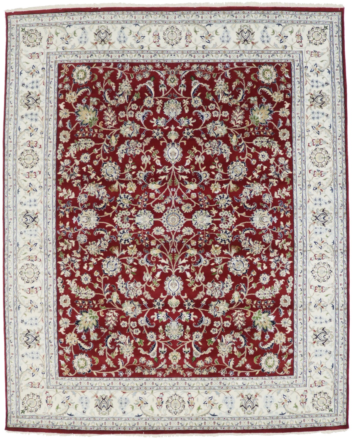 Red Floral 8X10 Indo-Nain Oriental Rug