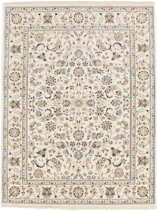 Cream Floral 5X7 Indo-Nain Oriental Rug