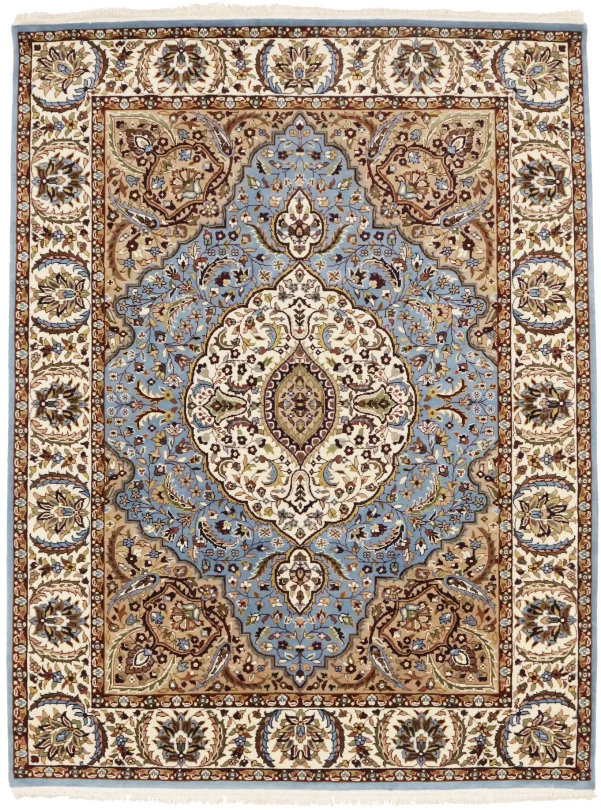 Blue Floral Kirman 5'9X7'6 Oriental Rug