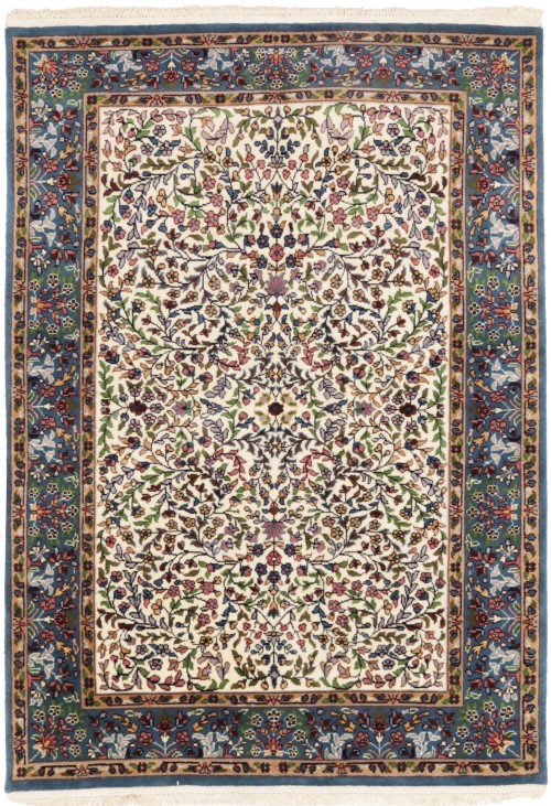 Cream Floral 4X6 Kirman Oriental Rug