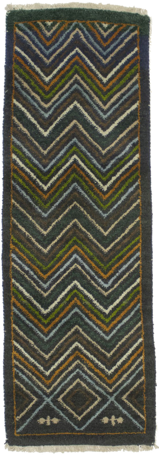 Multicolored Geometric 2X6 Indo-Gabbeh Oriental Runner Rug