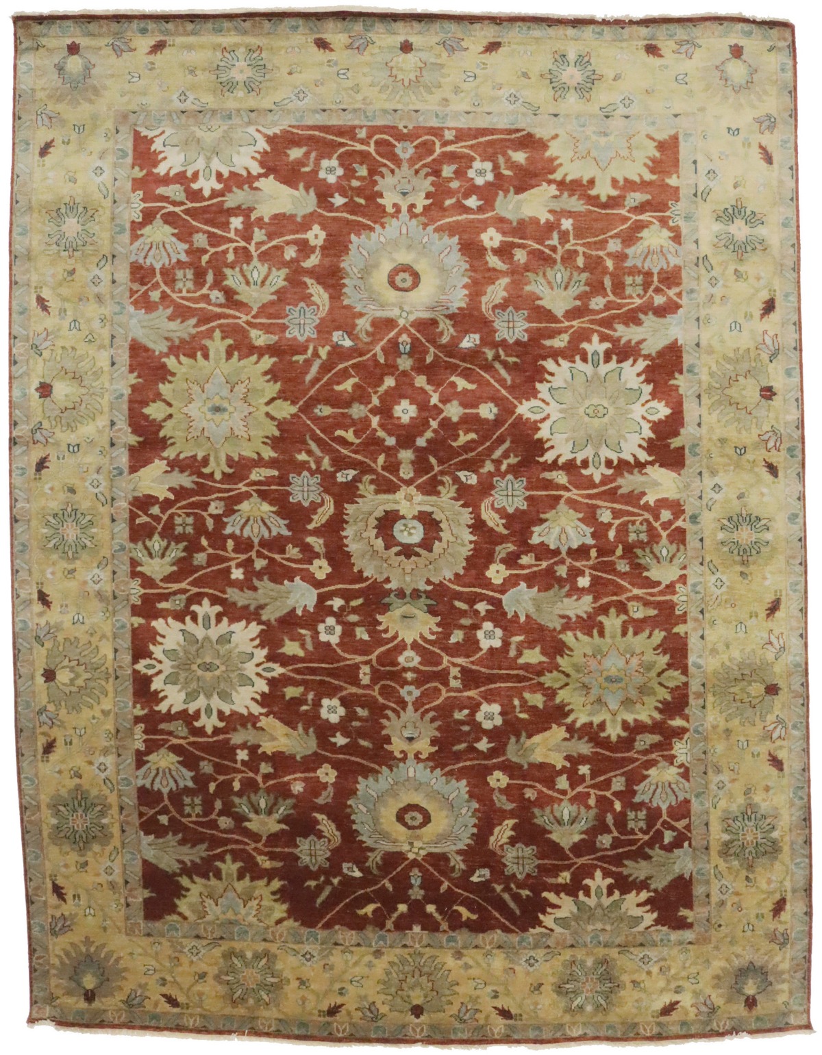 Rust Floral 9X12 Osh Chobi Peshawar Oriental Rug