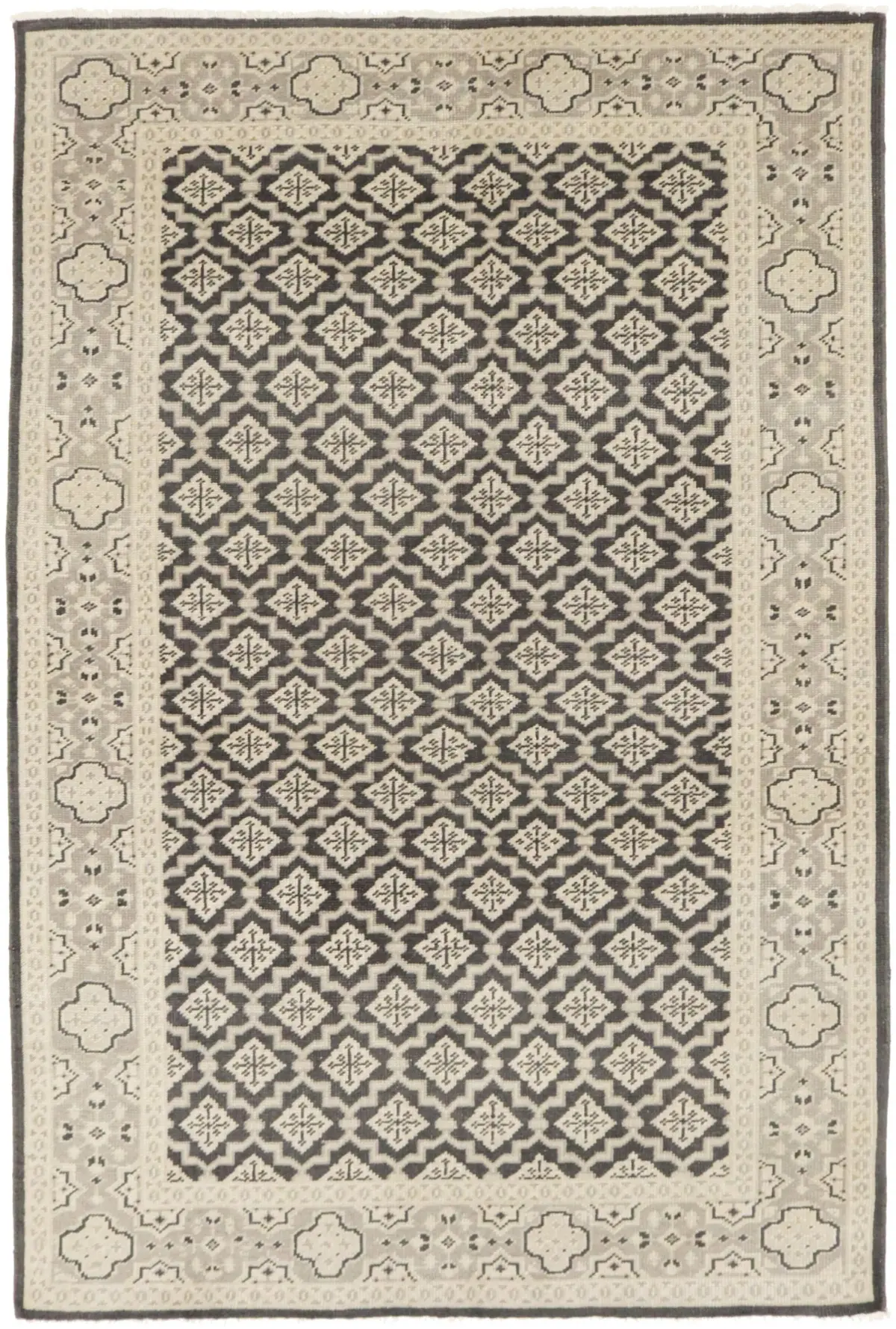 Charcoal Gray Floral Transitional 5'7X8'4 Oriental Rug