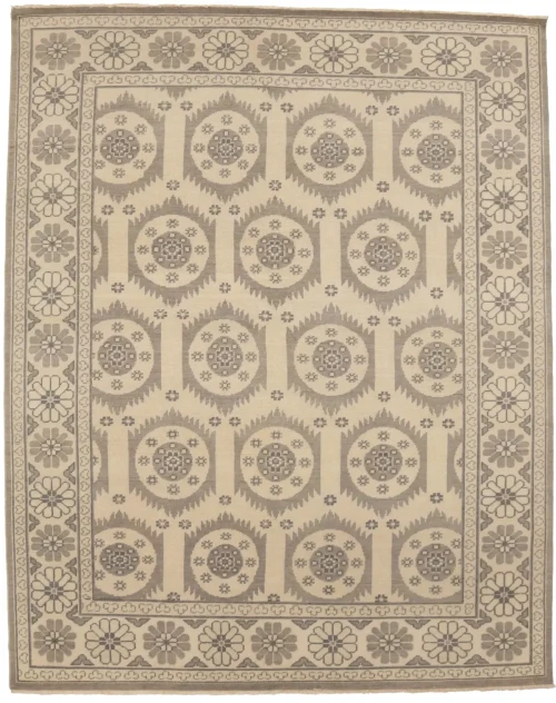 Cream Floral Transitional 8X10 Oriental Rug