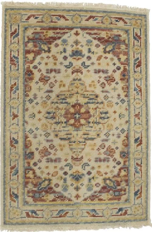 Cream Floral Heriz Serapi 2X3 Transitional Oriental Rug