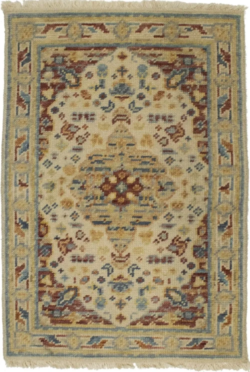 Cream Floral Heriz Serapi 2X3 Transitional Oriental Rug