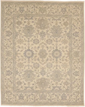 Beige/Cream Floral Oushak Chobi 8X10 Transitional Oriental Rug