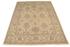 Beige/Cream Floral Oushak Chobi 8X10 Transitional Oriental Rug