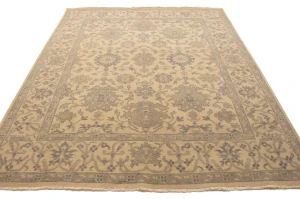 Beige/Cream Floral Oushak Chobi 8X10 Transitional Oriental Rug