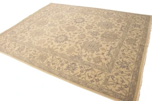 Beige/Cream Floral Oushak Chobi 8X10 Transitional Oriental Rug