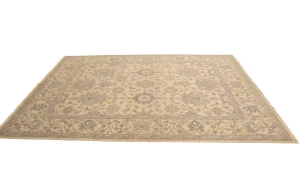Beige/Cream Floral Oushak Chobi 8X10 Transitional Oriental Rug