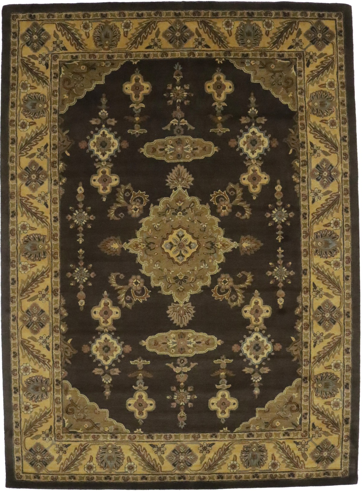 Dark Brown Floral Modern 10X13 Oriental Hand-Tufted Rug