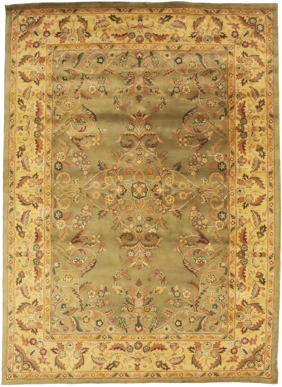 Khaki Floral Modern 9'5X13 Oriental Hand-Tufted Rug