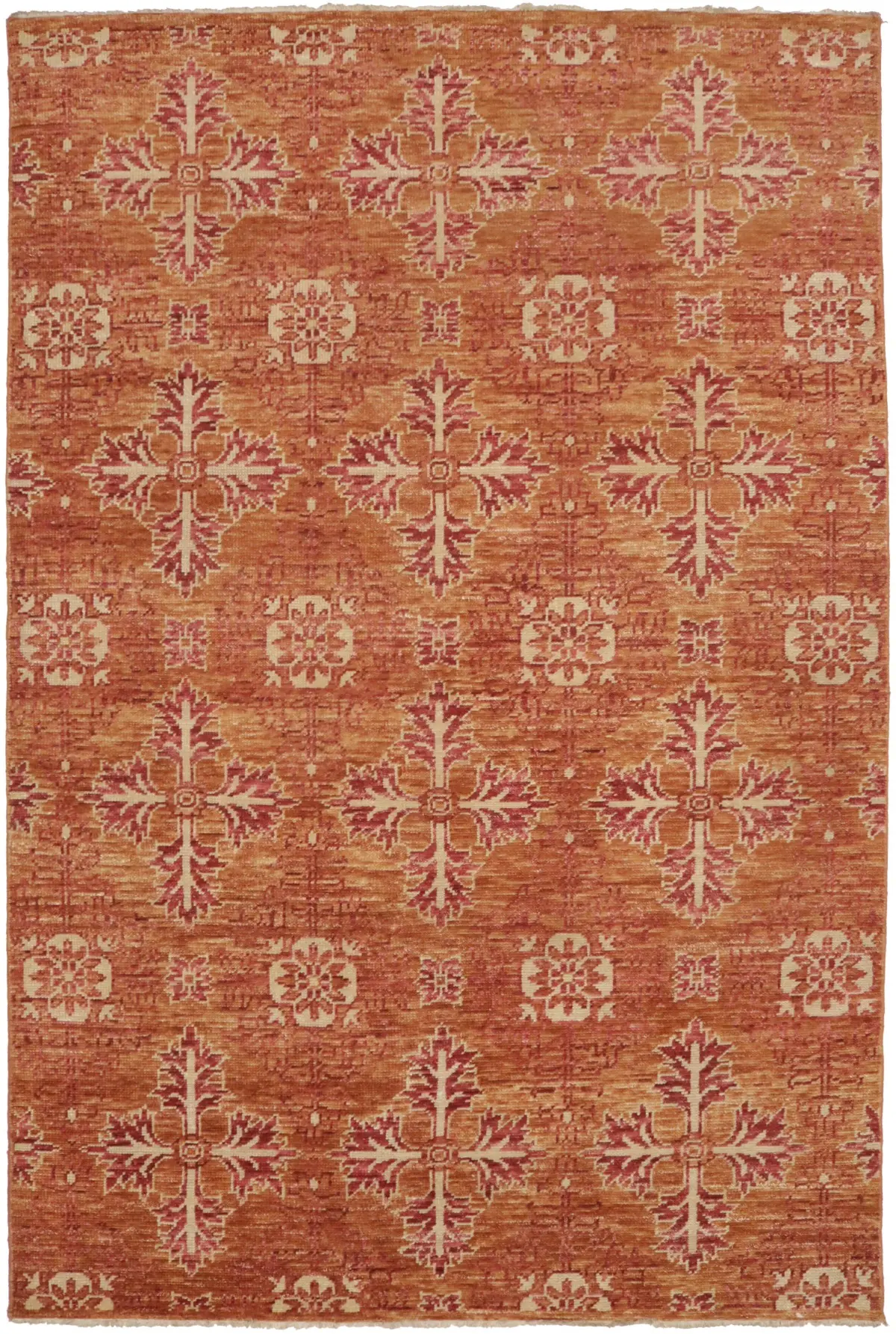 Rust Orange Transitional Floral 6X9 Oriental Rug