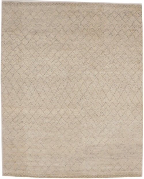 Beige Geometric 8X10 Moroccan Style Oriental Rug