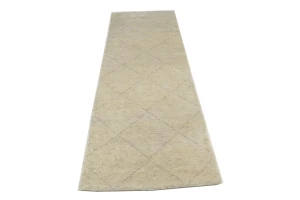Cream/Beige Geometric Modern 3X8 Moroccan Style Oriental Runner Rug
