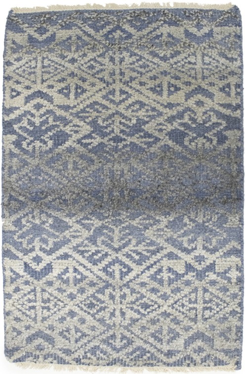 Cream Blue Geometric 2X3 Modern Oriental Rug