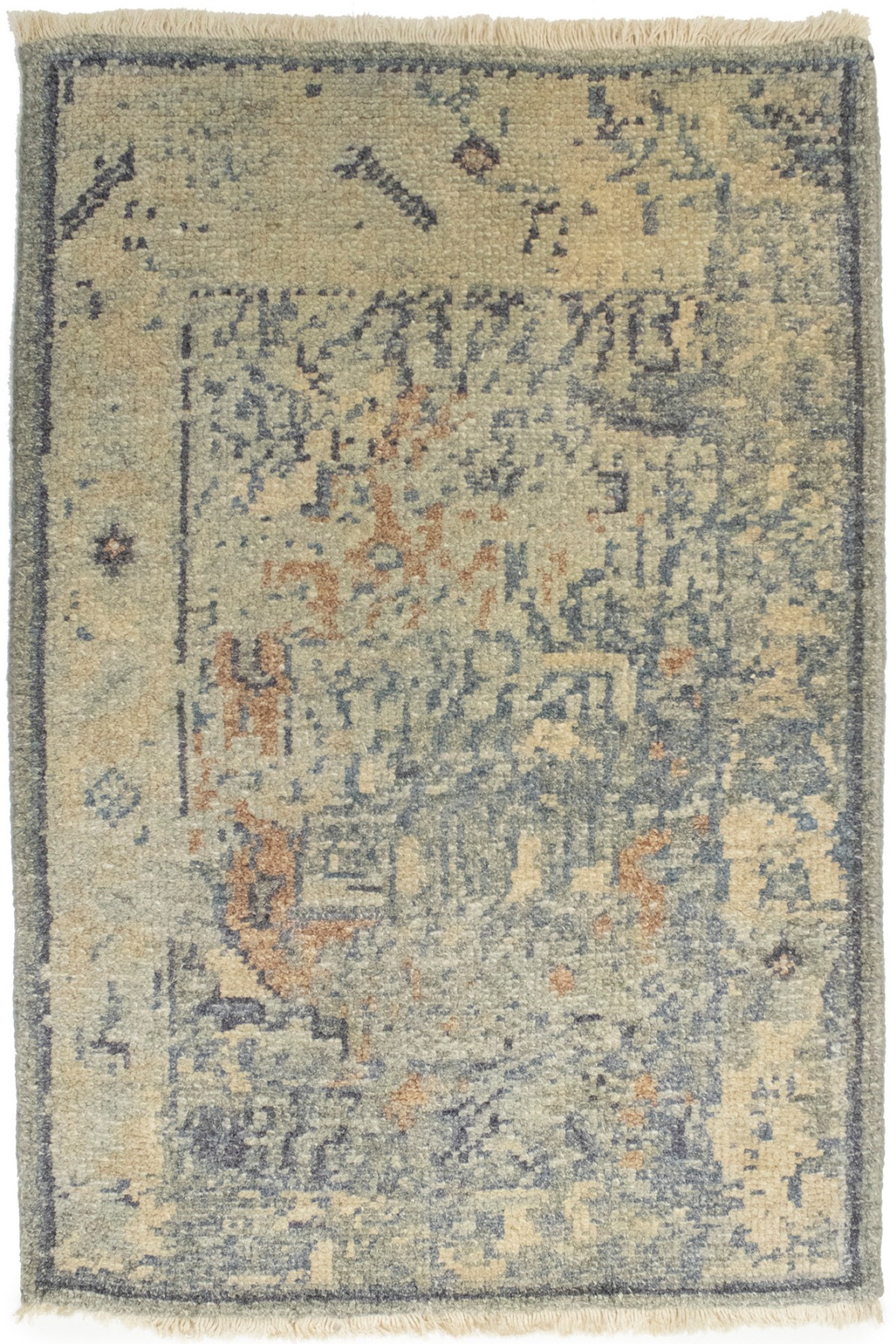 Muted Distressed Heriz 2X3 Transitional Oriental Rug