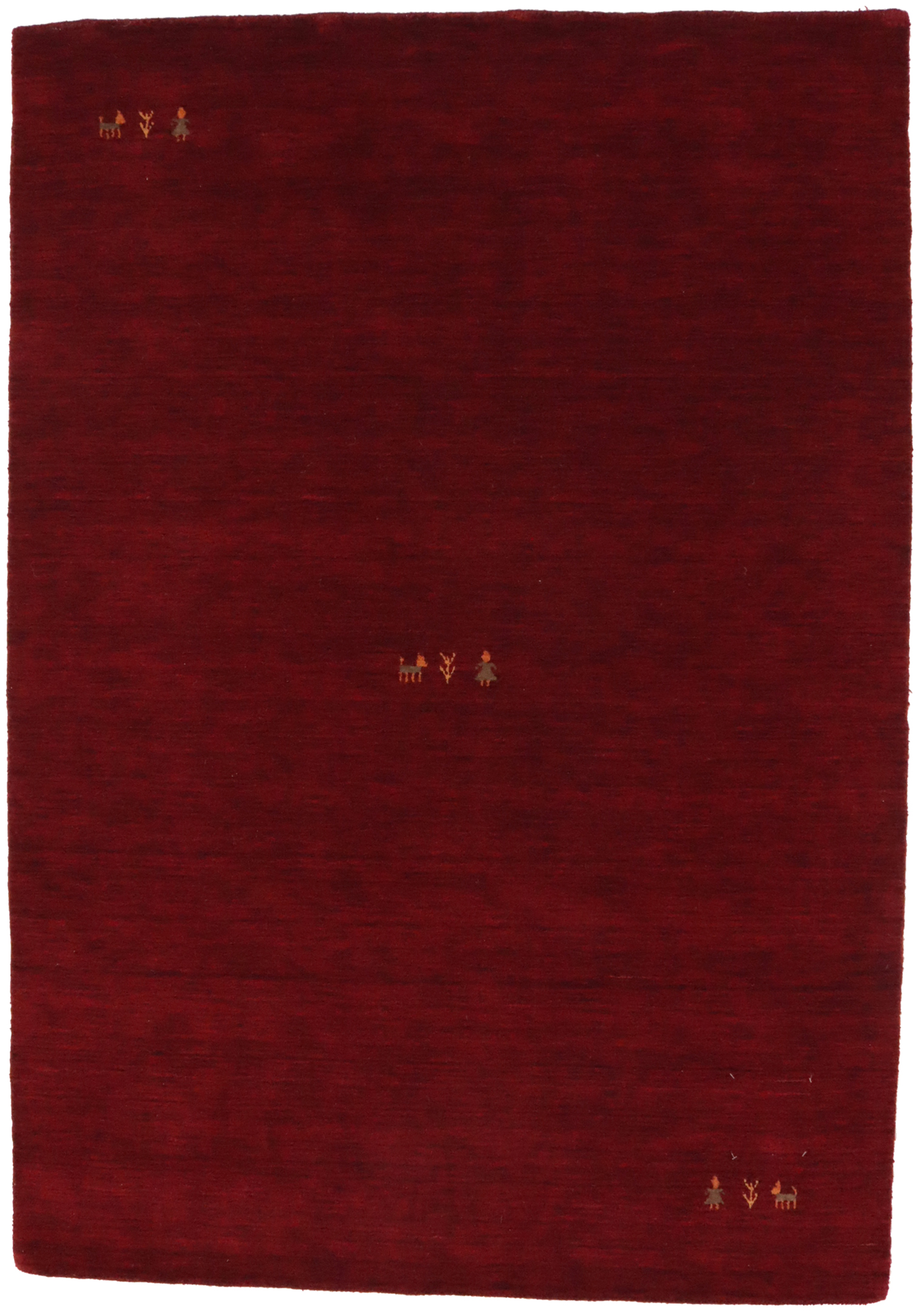 Maroon Red Pictorial Gabbeh Modern Rug in All Size