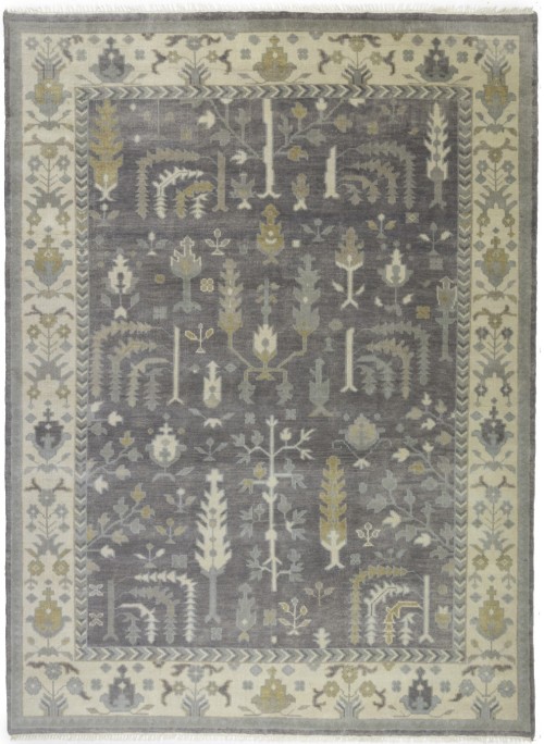 Taupe Floral 9X12 Oushak Chobi Oriental Rug