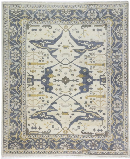 Cream Floral 8X10 Oushak Oriental Rug