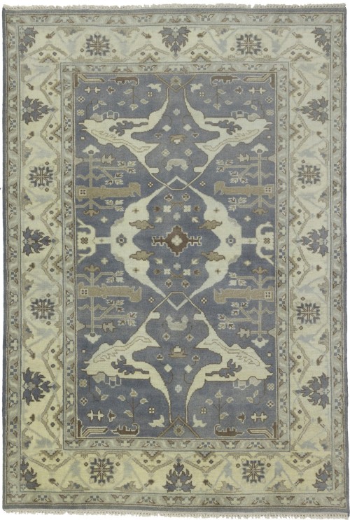 Gray Floral 6X9 Oushak Oriental Rug