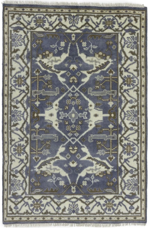 Purple Gray Floral 4X6 Oushak Oriental Rug