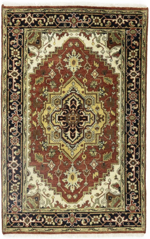 Rusty Red Geometric 4X6 Heriz Serapi Oriental Rug