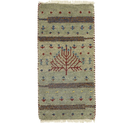 Greige Tribal 1'4X2'7 Indo-Gabbeh Oriental Rug