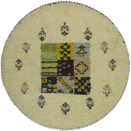 Cream Tribal 2X2 Indo-Gabbeh Oriental Round Rug