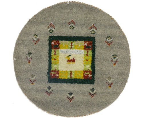 Greige Tribal 2X2 Indo-Gabbeh Oriental Round Rug