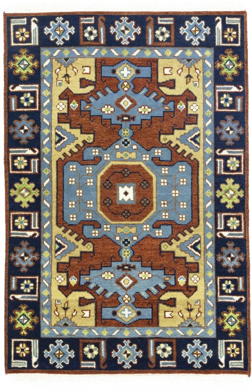 Rust Geometric 4X6 Kazak Oriental Rug