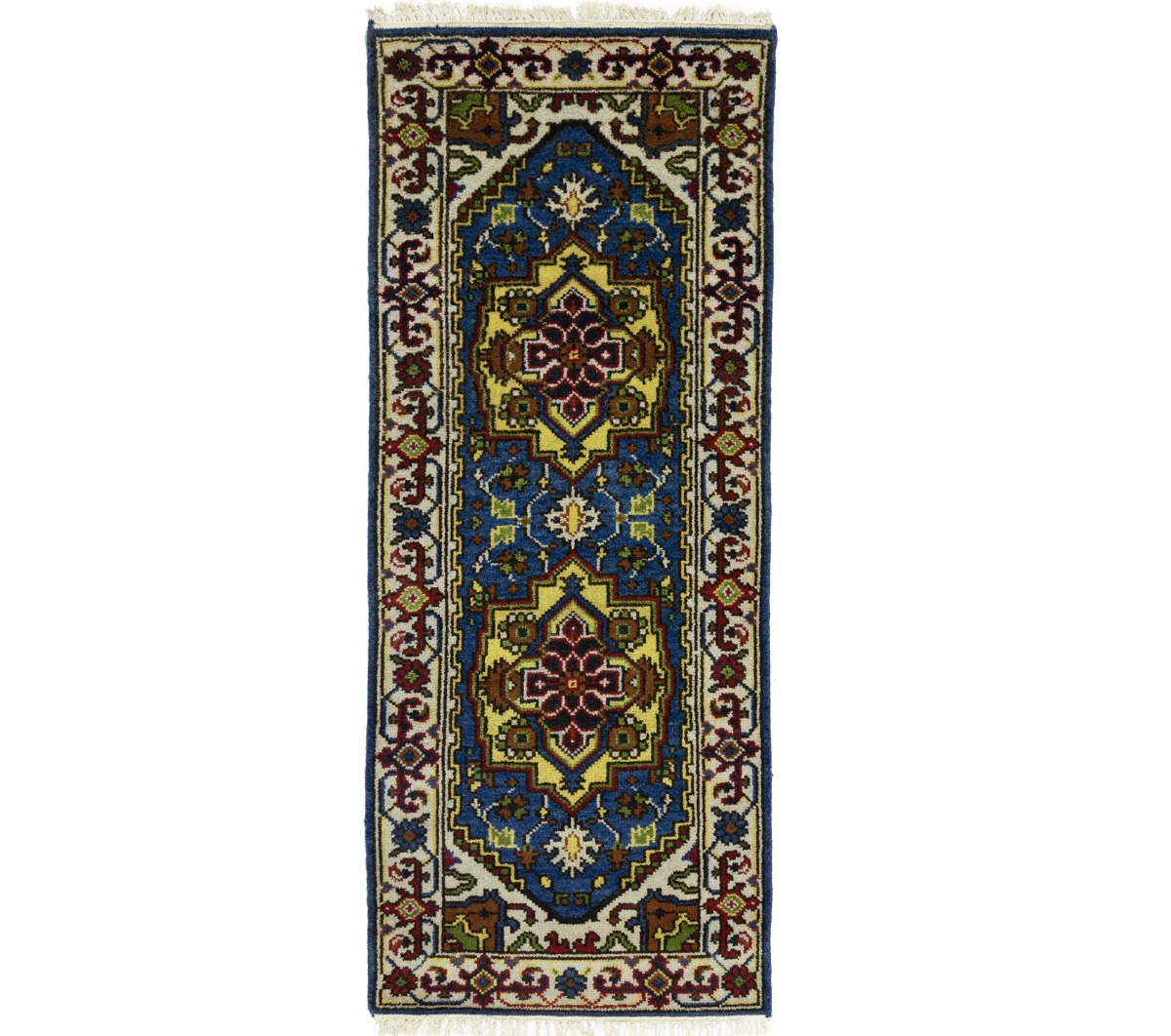 Blue Geometric 3X6 Heriz Serapi Oriental Rug